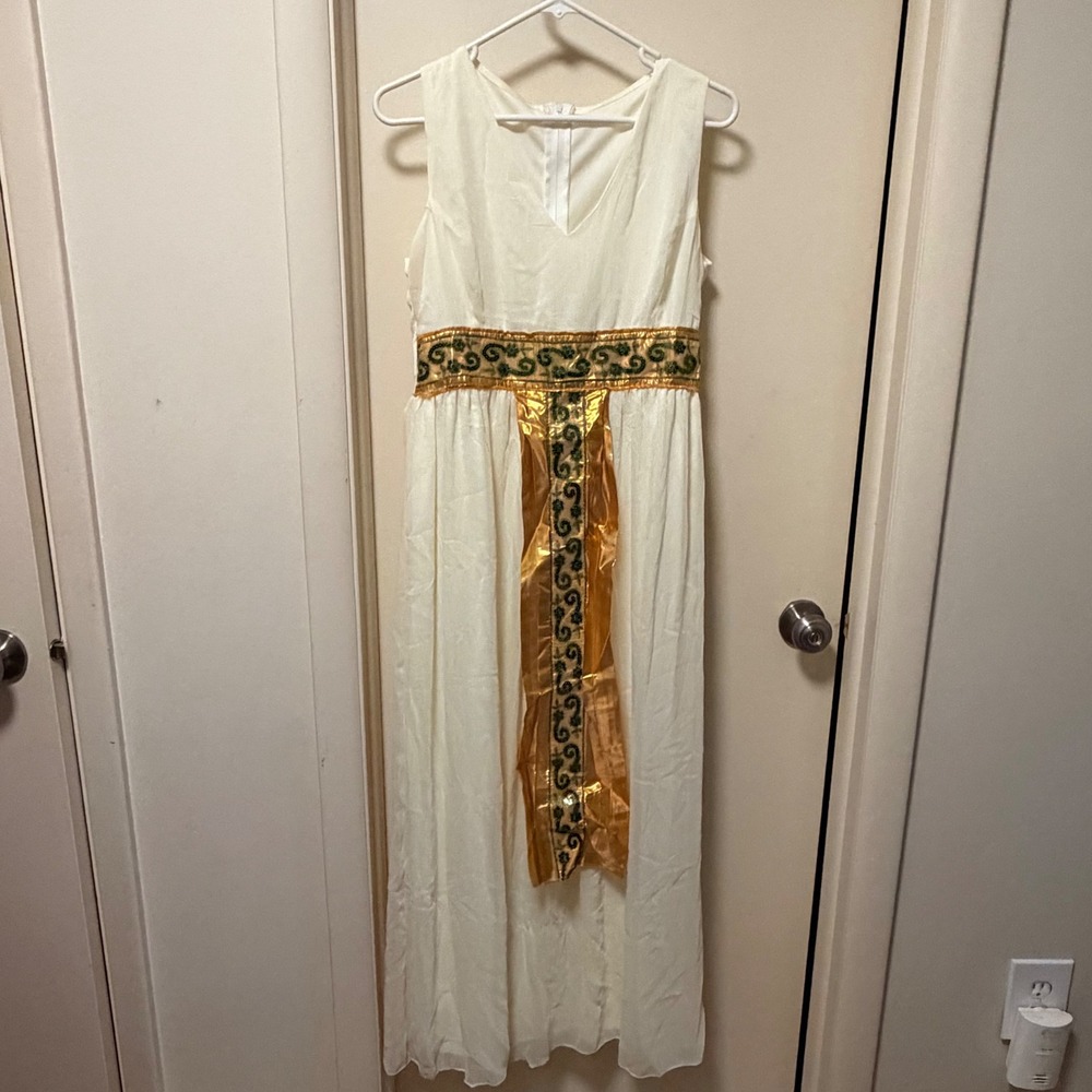 Cleopatra Halloween Dress Costume Gold M 8 piece Headband Egyptian Queen Cosplay
